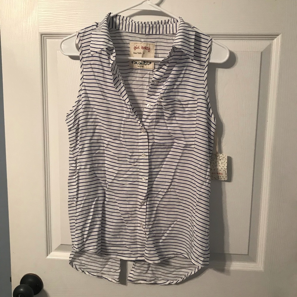 Girl Krazy Sleeveless Button down Tank